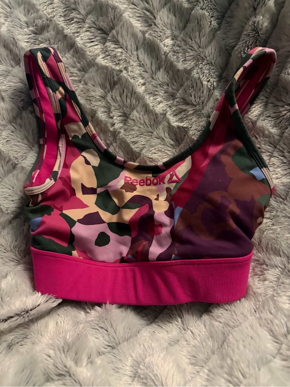 Reebok Pink Multi Camouflage Sports Bra